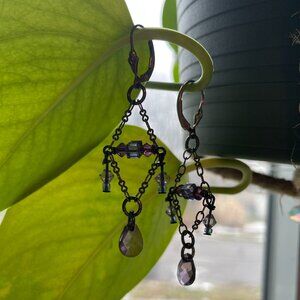 Purple Crystal Chandelier Earrings